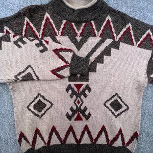 VTG Gian Alberto Men's Sweater Large Italy Wool Blend Geometric Pattern Adult